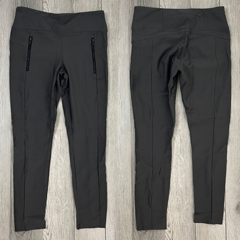 Athleta Women Size M Stellar Gray Zip Pocket Seam Skinny Leg Pull On Tight Pants